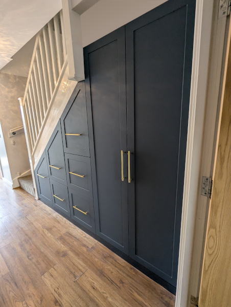 Alby Blue understair storage drawers in Mossley