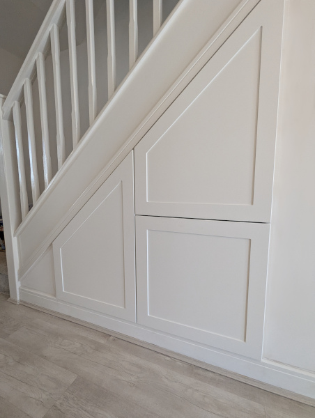 White shaker understairs drawers in Manchester