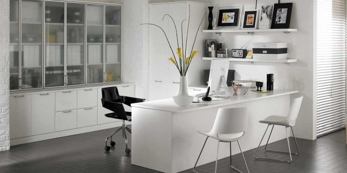 White slab home office furniture