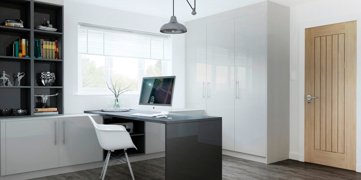 Light grey gloss home office furniture