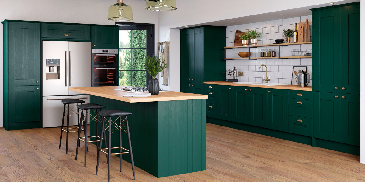 Cartmel fir green shaker kitchen