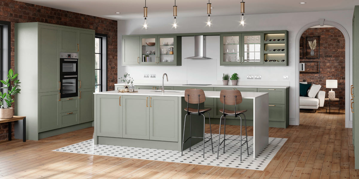 Newmarket french green shaker kitchen