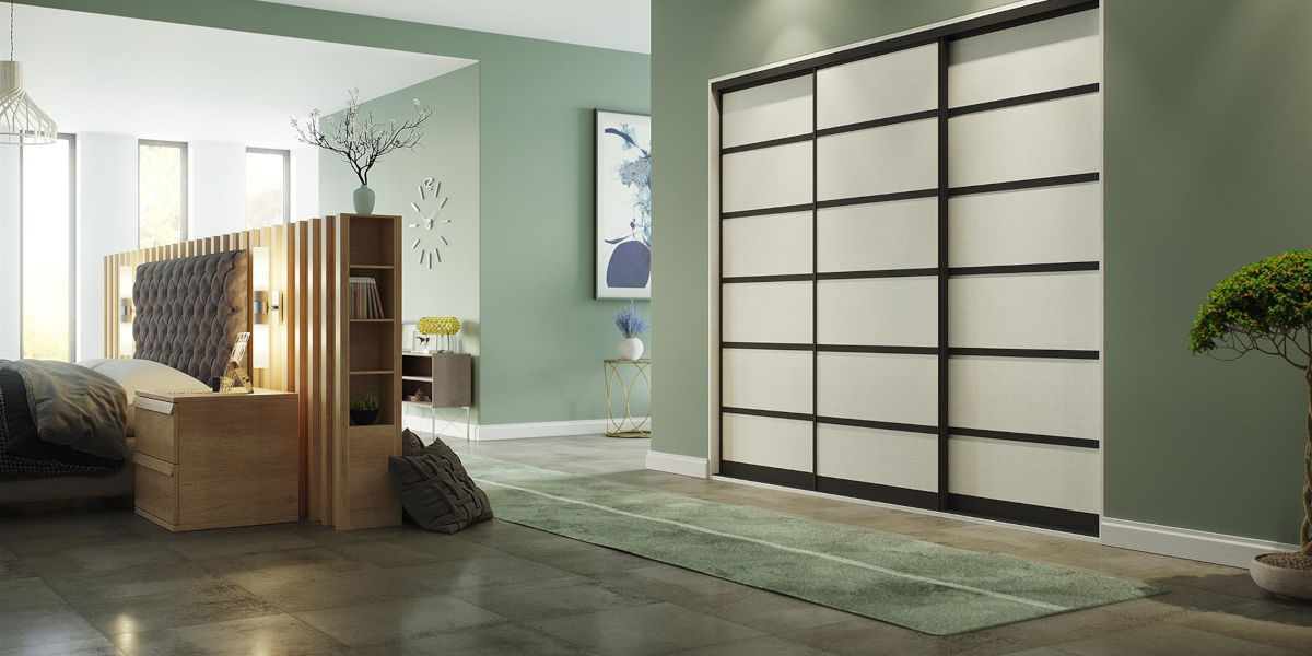 Sliding doors with black frame