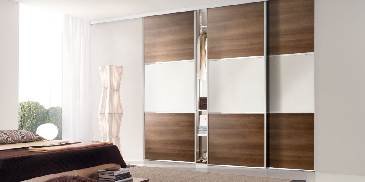 Brown and cream 3 panel sliding doors